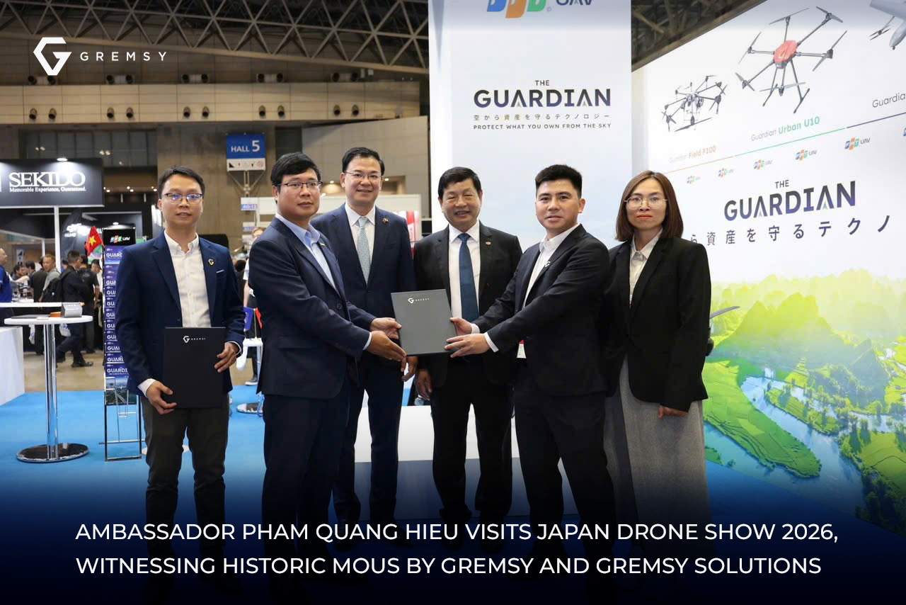 AMBASSADOR PHAM QUANG HIEU VISITS JAPAN DRONE SHOW 2026, WITNESSING HISTORIC MOUS BY GREMSY AND GREMSY SOLUTIONS